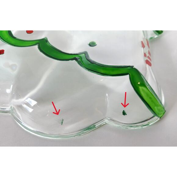 Gorham Winter Follies Candy Dish Christmas Tree Santa Glass Hand Painted - Picture 5 of 9